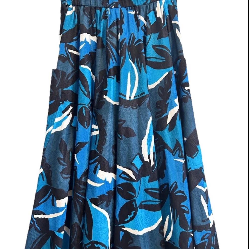 Vintage Mario Forte Skirt Womens Blue Multi Big Square Pockets Midi Size 6 - Picture 6 of 8